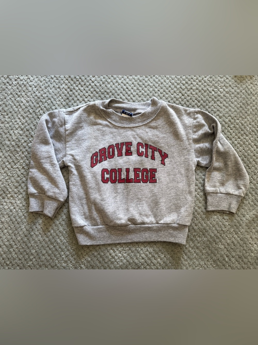 Kids Grove City College Gray Sweatshirt with Red Lettering, 2T